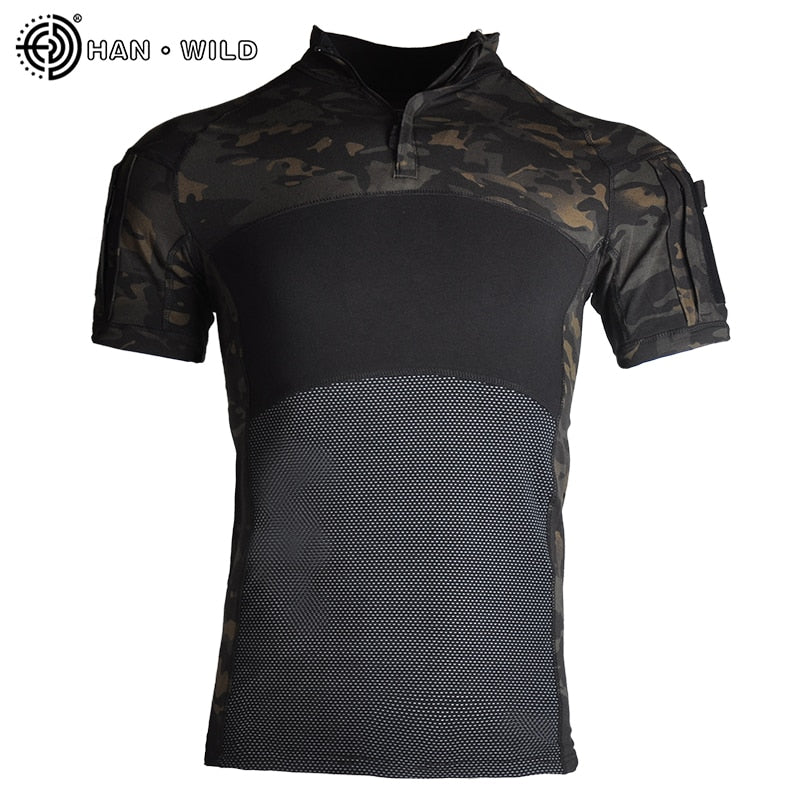 T-Shirts Men Sport Outdoor Military Tee Quick Dry Short Sleeve Shirt Hiking Hunting Army