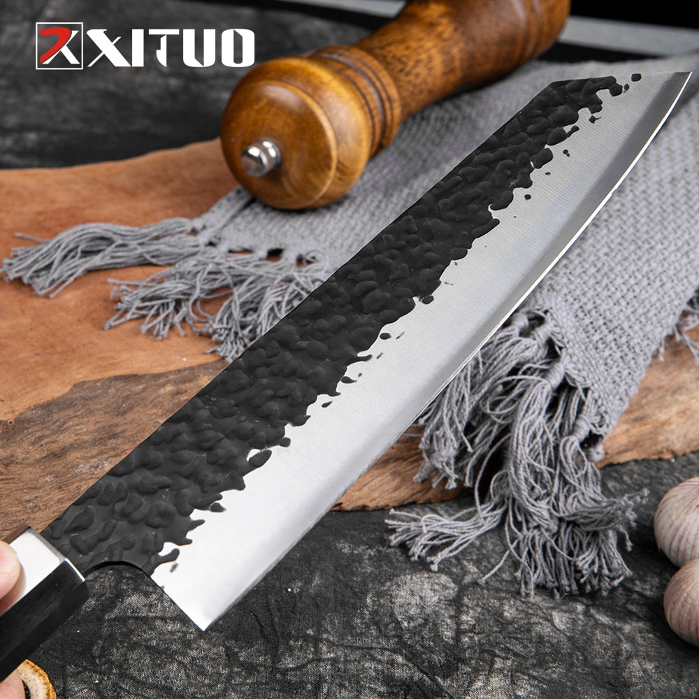 Kiritsuke Knife Octagon Handle Japanese Gyuto Knives Kitchen Chef pro Sharp Blade Salmon