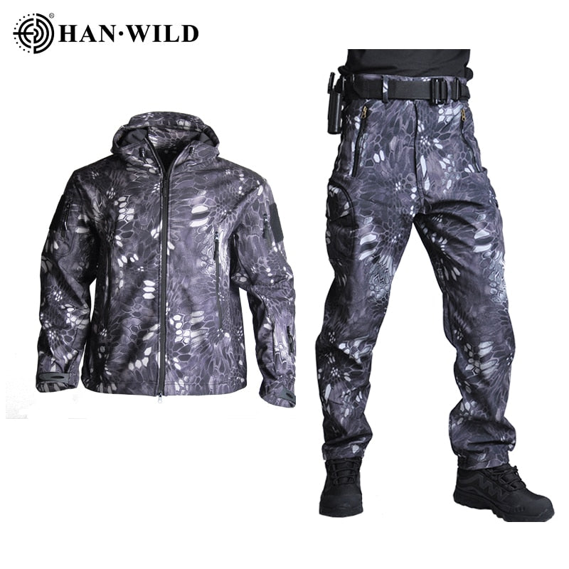 5XL Tactical Clothing Jackets + Pants Men Soft Fleece Jacket Army Windproof