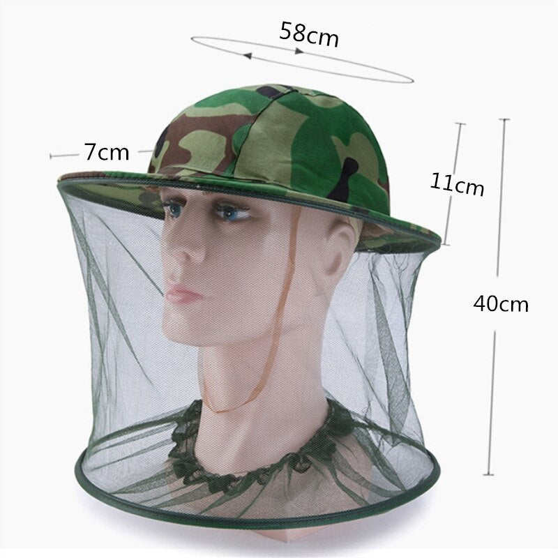 Camouflage Fishing Cap Women Wide Brim Visor Sunshade Hunting Bee Keeping Mesh Hat