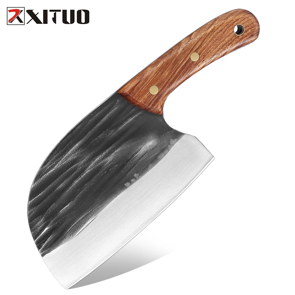 XITUO 6 Inch Handmade Knife High-carbon Clad Steel Super Butcher Cutting Nakiri Knife