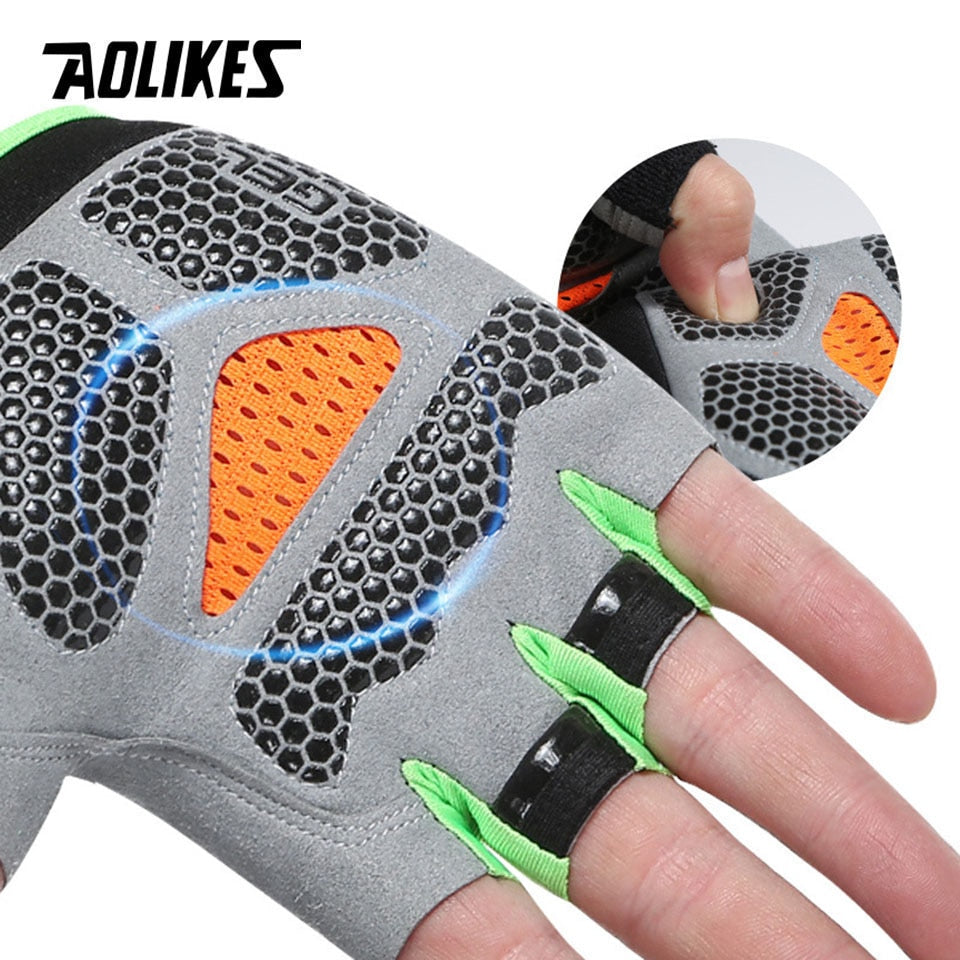 AOLIKES Cycling Gloves MTB Road Riding Gloves Anti-slip Camping Hiking Gloves Gym Fitness