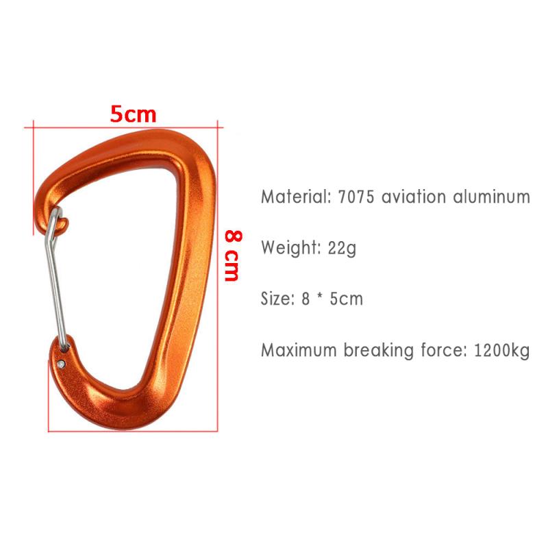 1PCS Durable 12KN D Carabiner Key Aluminum Wire Gate Spring Clip Locking Backpack