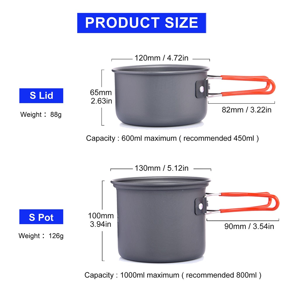 Widesea Camping Cookware Outdoor Cooking Set Tableware Tourist Kitchen Camping Pot