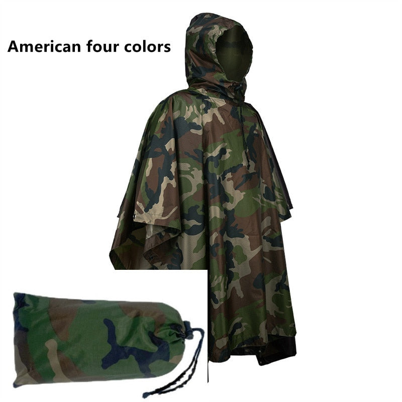 Outdoor Military Breathable Camouflage Poncho Jungle Tactical Raincoat Birdwatching Hiking