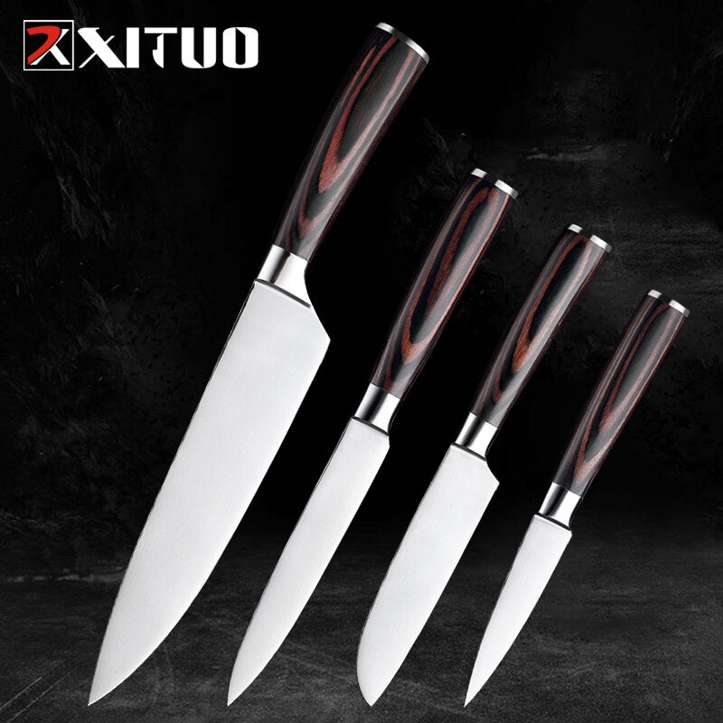 XITUO Kitchen Knife Set Stainless Steel Paring Utility Santoku Chef Sliced fruit knife Bread