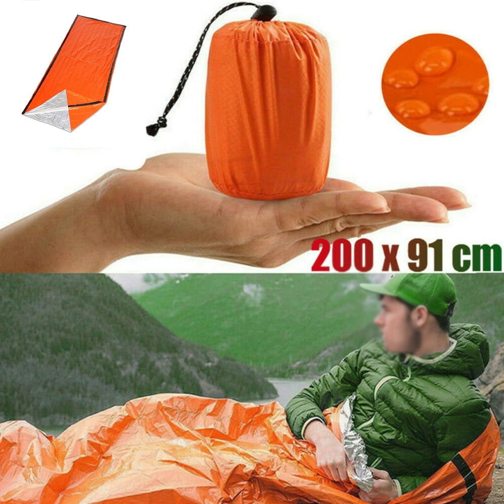 2 Pcs Outdoor Emergency Sleeping Bag Anti-cold Thermal Survival Camping Portable