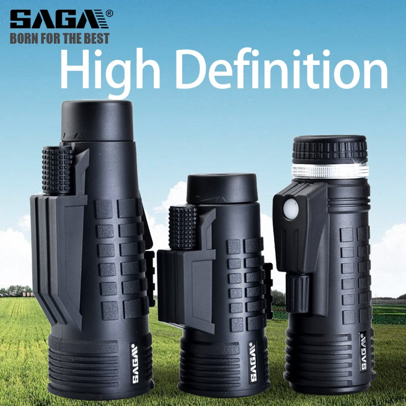 Saga Professional Monocular Telescope 8/10/12X42/50 Mini Telescopio Bak4 Prism Compact