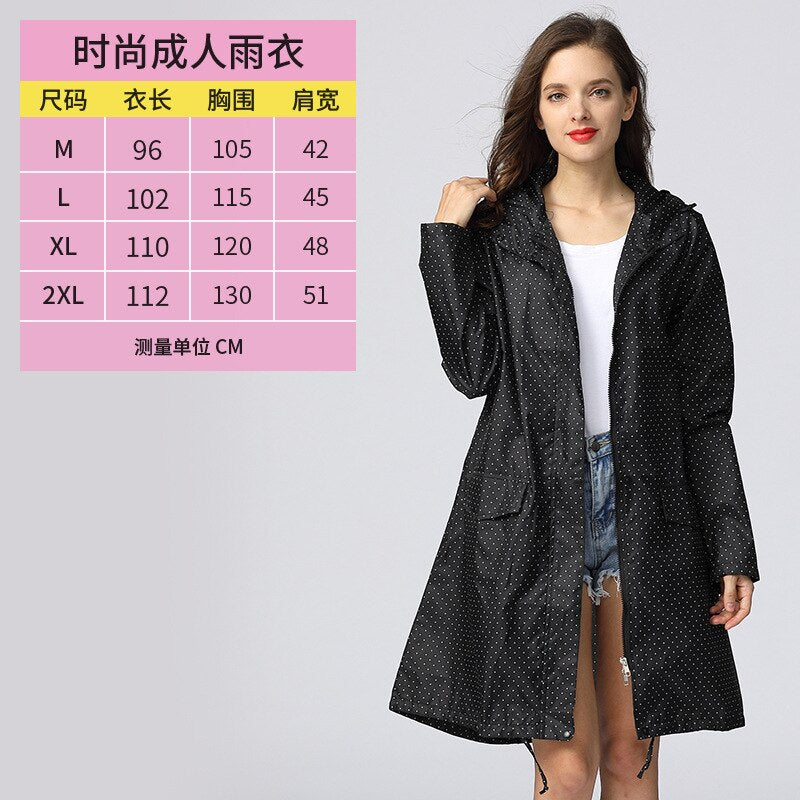 Long Raincoat Women Waterproof Windproof Hooded Light Hiking Coat Ponchos