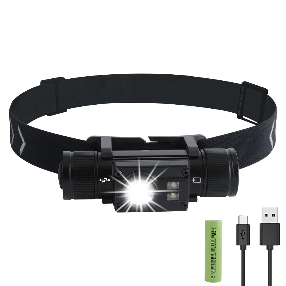 BORUiT LED Mini Headlamp High Power 1000LM Headlight 18650 Rechargeable Head Torch