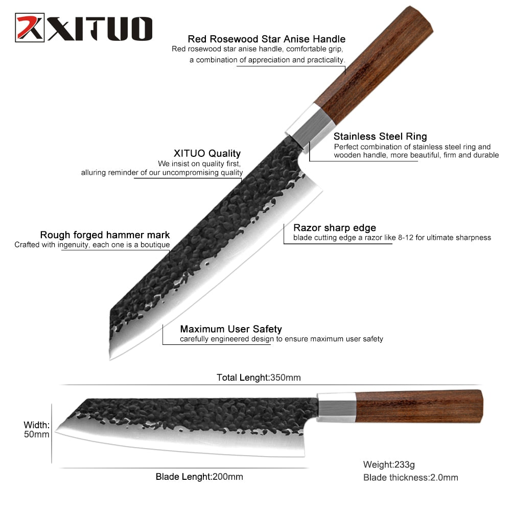 Kiritsuke Knife Octagon Handle Japanese Gyuto Knives Kitchen Chef pro Sharp Blade Salmon