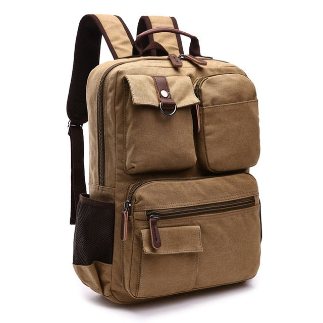 Men Laptop Rucksack Canvas School Travel for Teenage Bagpack Computer Knapsack Bags