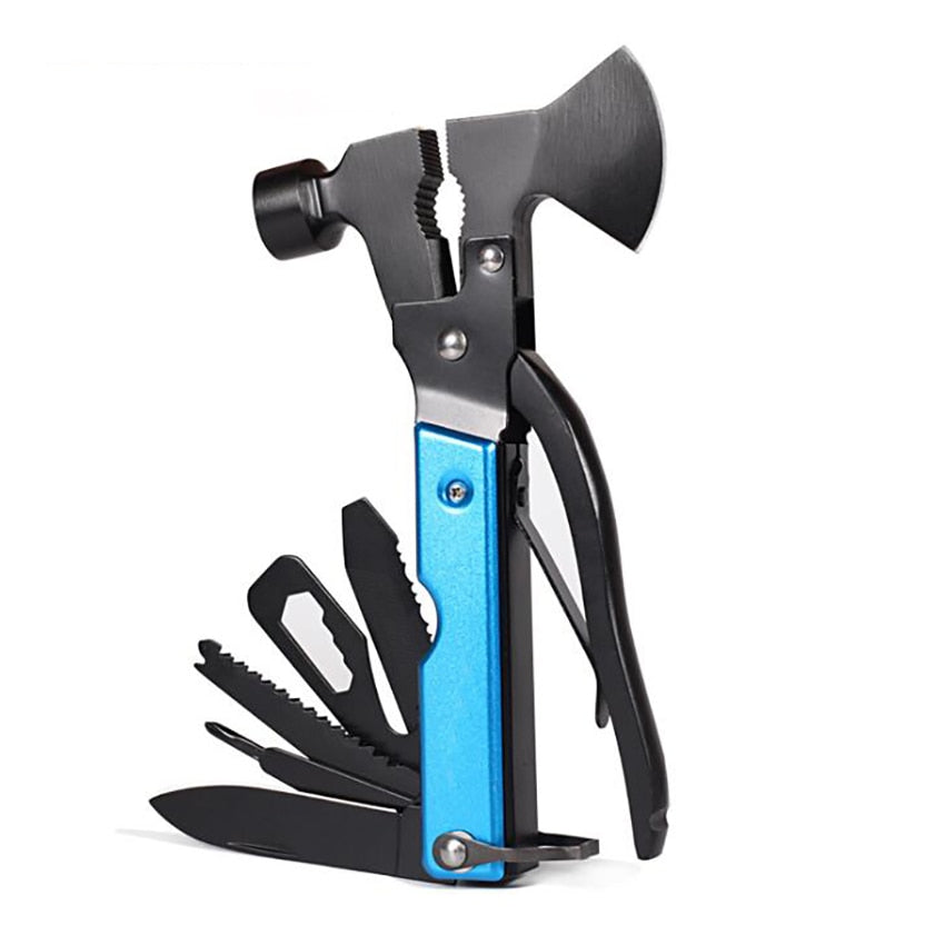 Safety Axe Hammer 15 In 1 Multifunctional Ax Pliers Saw Wrench Corkscrew Cutter Combination