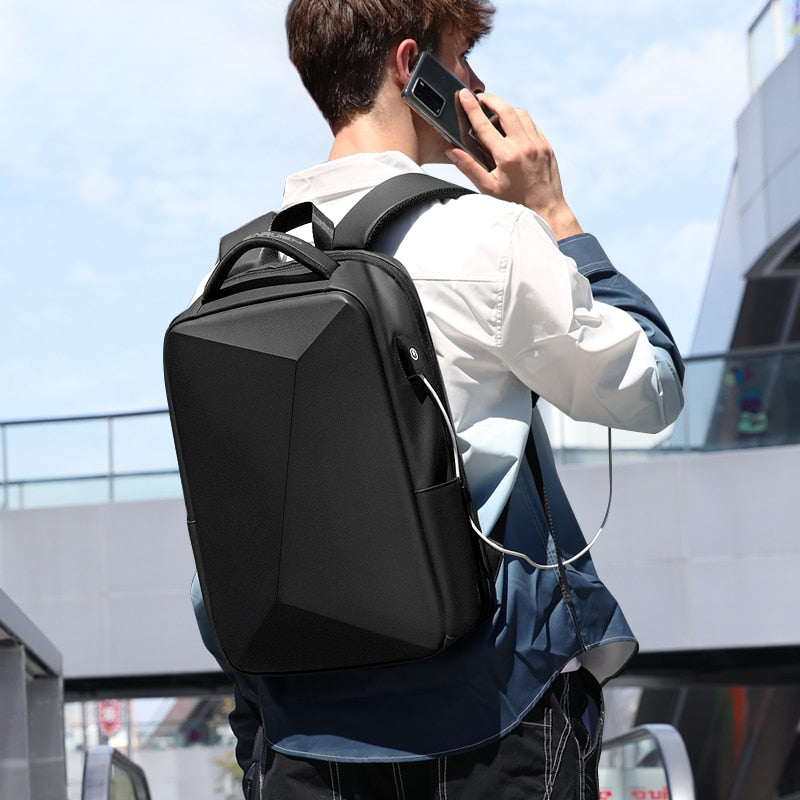 Rowe Laptop Backpack Business Men USB Charging Anti-theft Waterproof Black