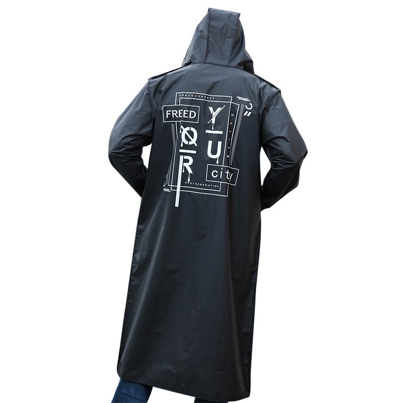 Fashion Long Raincoat Men Women EVA Black Impermeable Outdoor Hiking Poncho