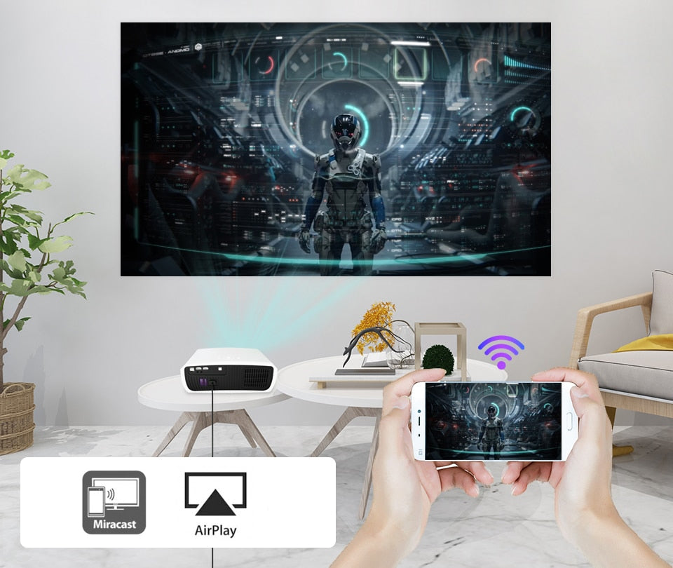 WZATCO C3 4D Keystone LED Projector 4K Android 10.0 WIFI 1920*1080P Proyector Home