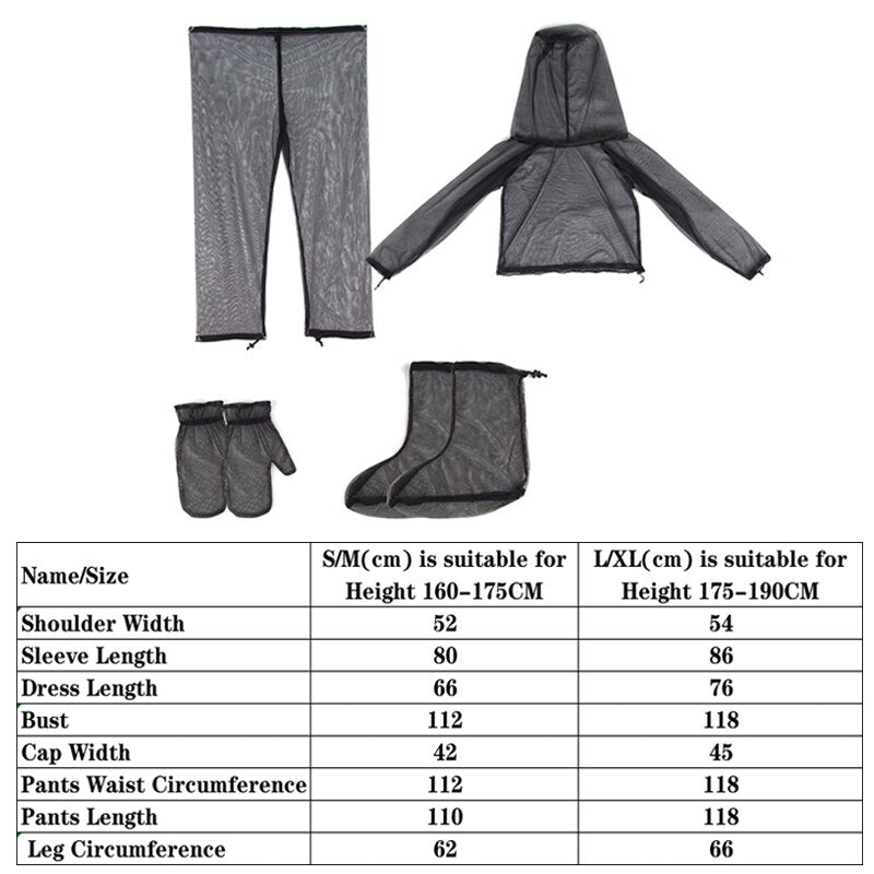 Mesh Hooded Mosquito-proof Suit Outdoor Fishing Adventure Insect-proof Clothing Set Camping Hiking