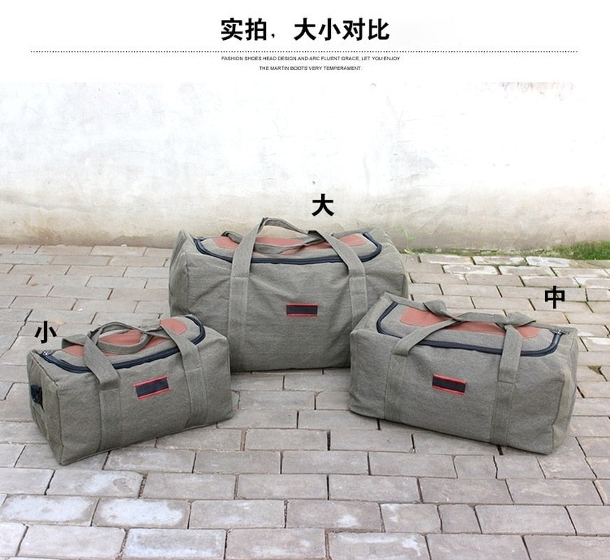 Large Capacity Canvas Travel Luggage Bag Outdoor Travel Duffle Bag