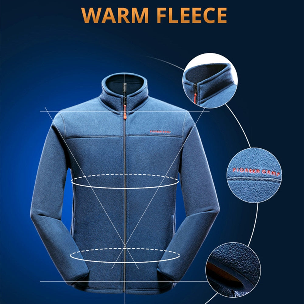 Pioneer Camp warm fleece hoodies men brand-clothing autumn winter zipper sweatshirts