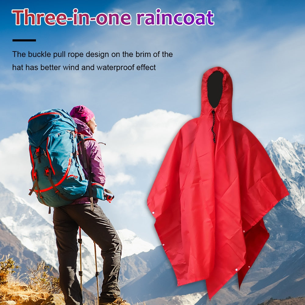 Raincoat Women Men Jacket Hooded Poncho for Outdoor Hiking Travel