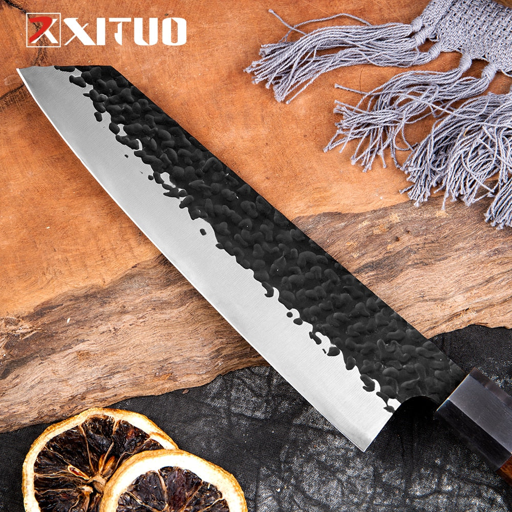 Kiritsuke Knife Octagon Handle Japanese Gyuto Knives Kitchen Chef pro Sharp Blade Salmon