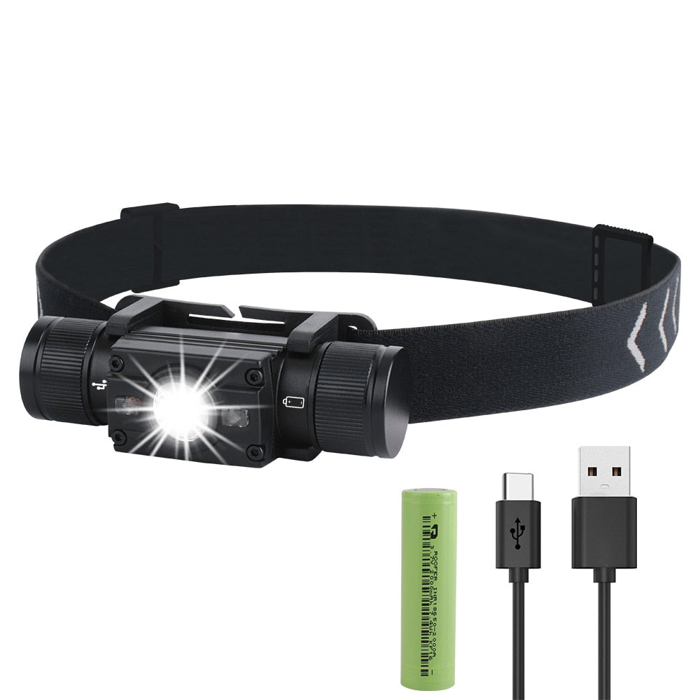 BORUiT LED Mini Headlamp High Power 1000LM Headlight 18650 Rechargeable Head Torch