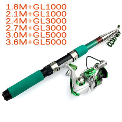 Fishing Rod Combo Telescopic and Spinning Fishing Reel Fishing Set Carp Fishing Rod Reel Kit