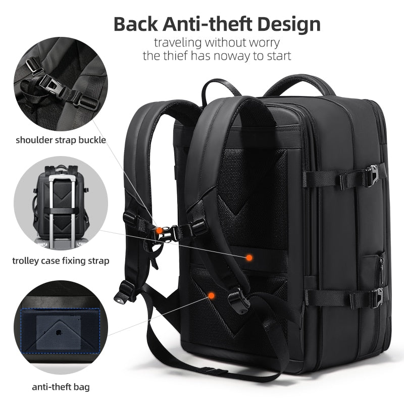 Men Backpack Expandable Business Travel Backpacks Waterproof Anti Theft 17.3 Inch Laptop