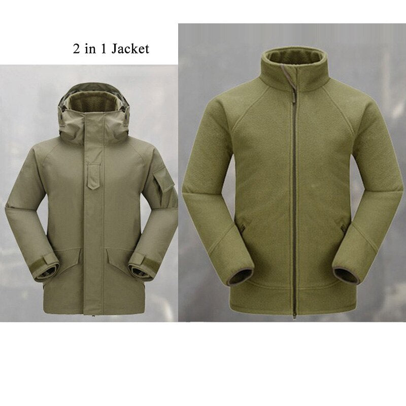 Men Winter Camouflage Thermal Thick Coat + Liner Parka Military Tactical Hooded