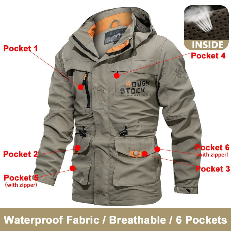 Spring Men Military Tactical Jackets Multi-Pockets Waterproof Casual Windbreaker Mens