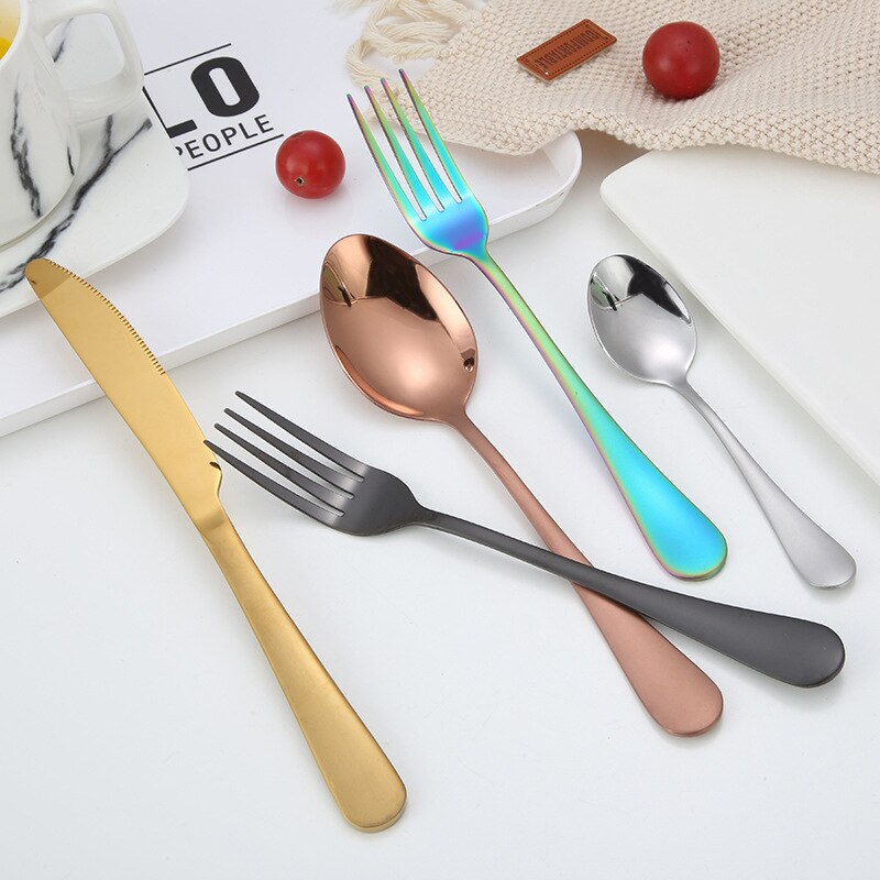 Forks Knives Spoons Stainless Steel Silverware Set Tableware Set Cutlery Knives Sets Tea