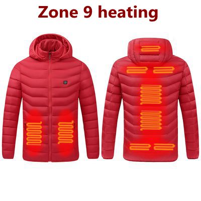 NWE Men Winter Warm USB Heating Jackets Smart Thermostat Pure Color Hooded Heated Jackets