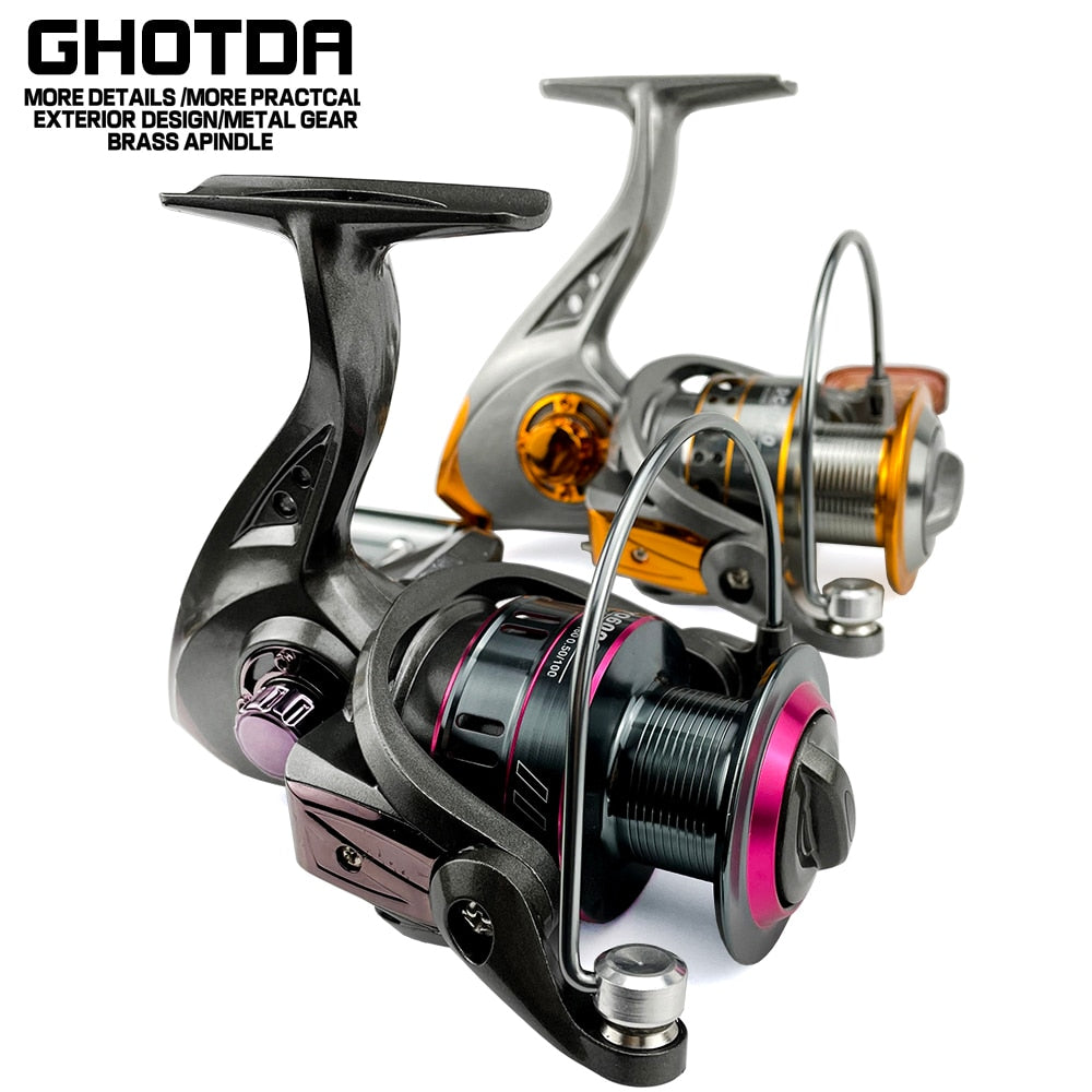 GHOTDA Fishing Reel Spinning  Metal Spool Spinning Wheel for Sea Fishing Carp Fishing