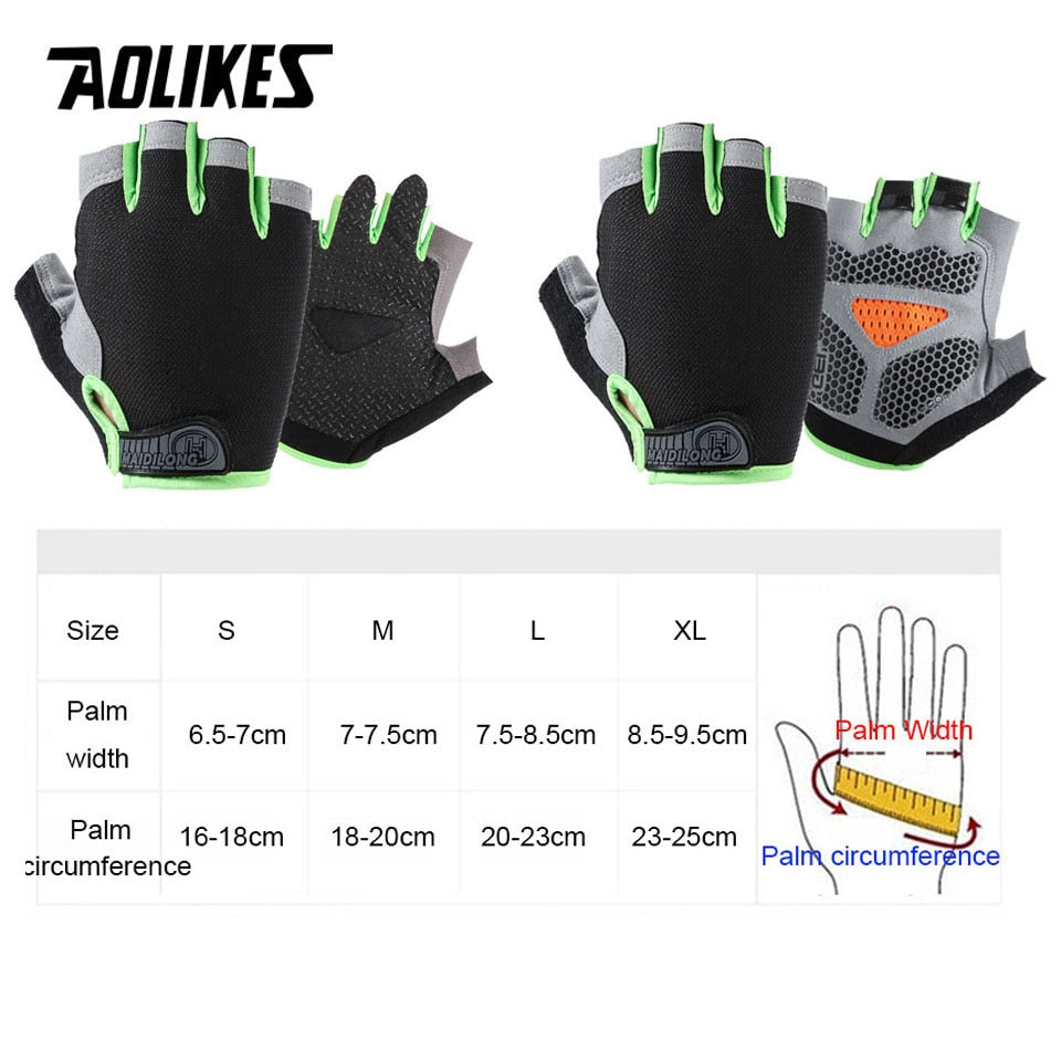 AOLIKES Cycling Gloves MTB Road Riding Gloves Anti-slip Camping Hiking Gloves Gym Fitness