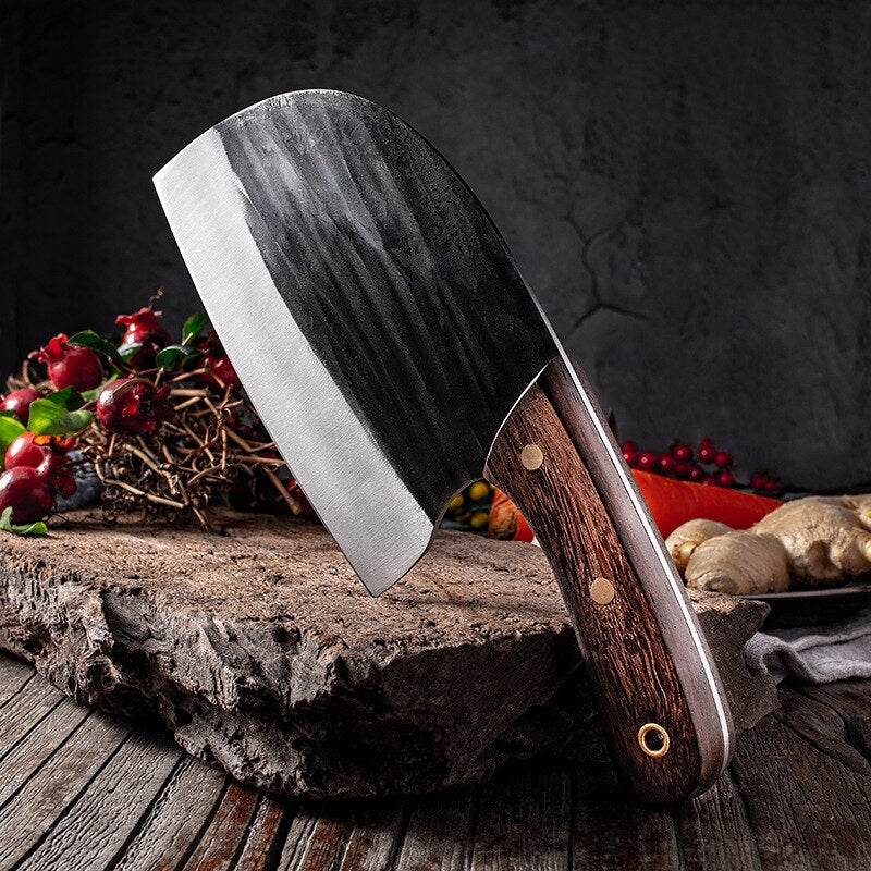 Handmade Forged Butcher Full Tang Cleaver Carbon Steel Kitchen Knives Chopping Slicing