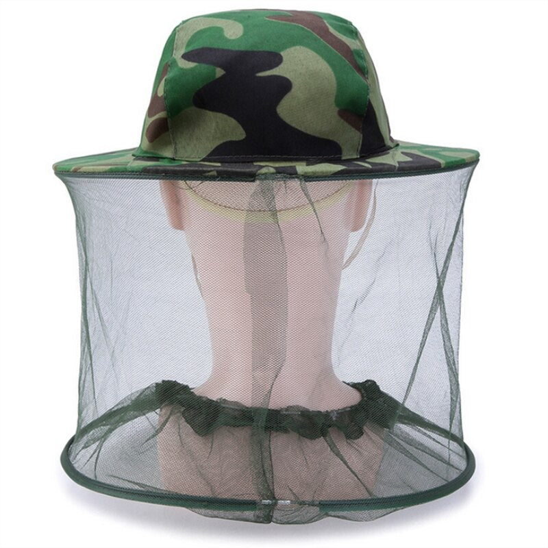 Camouflage Fishing Cap Women Wide Brim Visor Sunshade Hunting Bee Keeping Mesh Hat