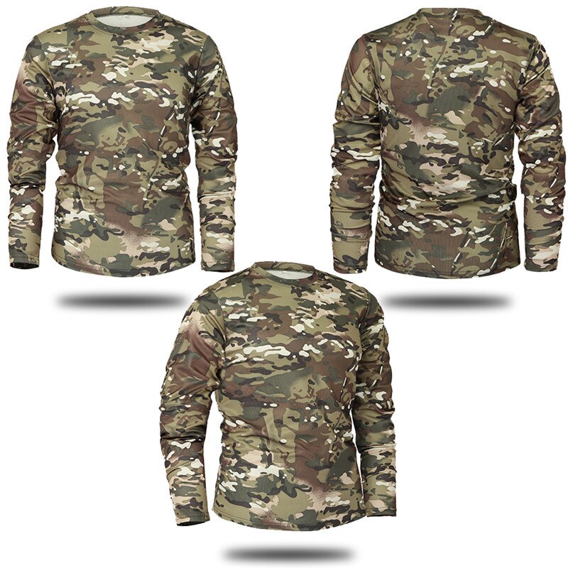 Quick-drying Camouflage Long-sleeved T-shirts Outdoor Breathable Military Tactical