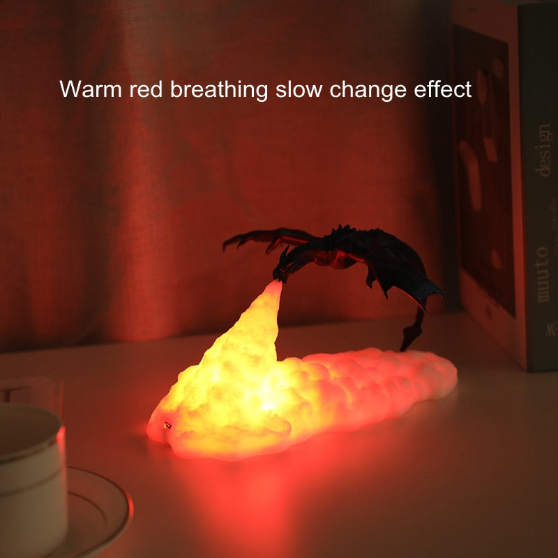 3D Print LED Fire Dragon Ice Dragon Lamps Night Light Rechargeable Soft Light