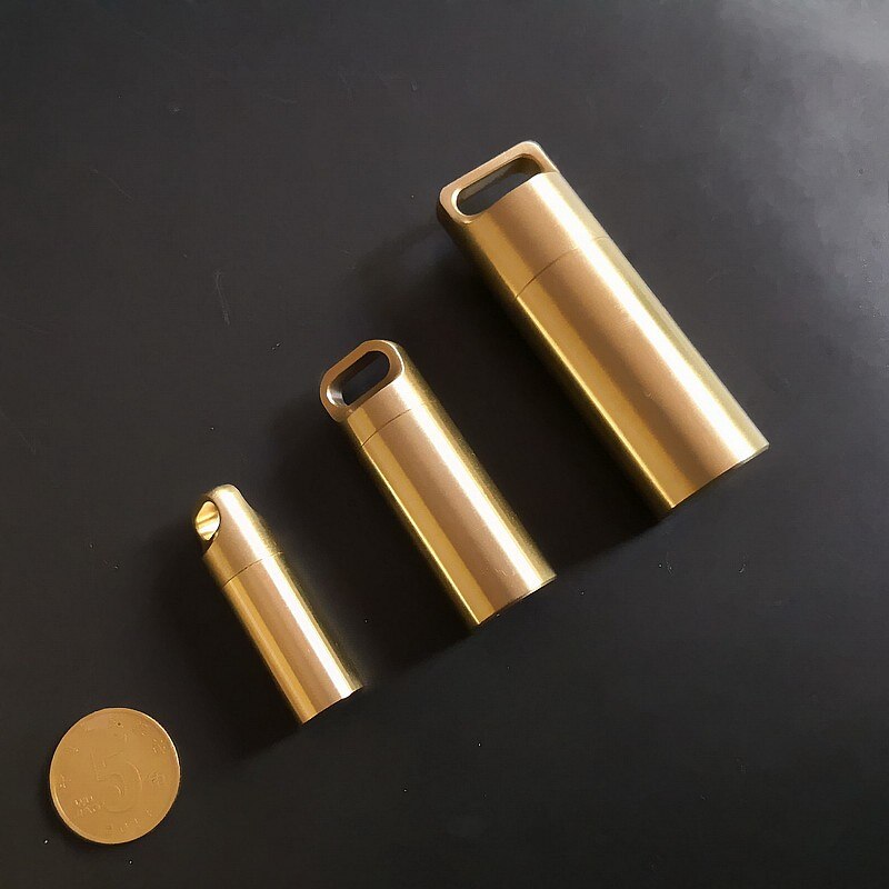 EDC Capsule Seal bottle  Pure Copper Waterproof Pot  Survival pills Brass Outdoor camping