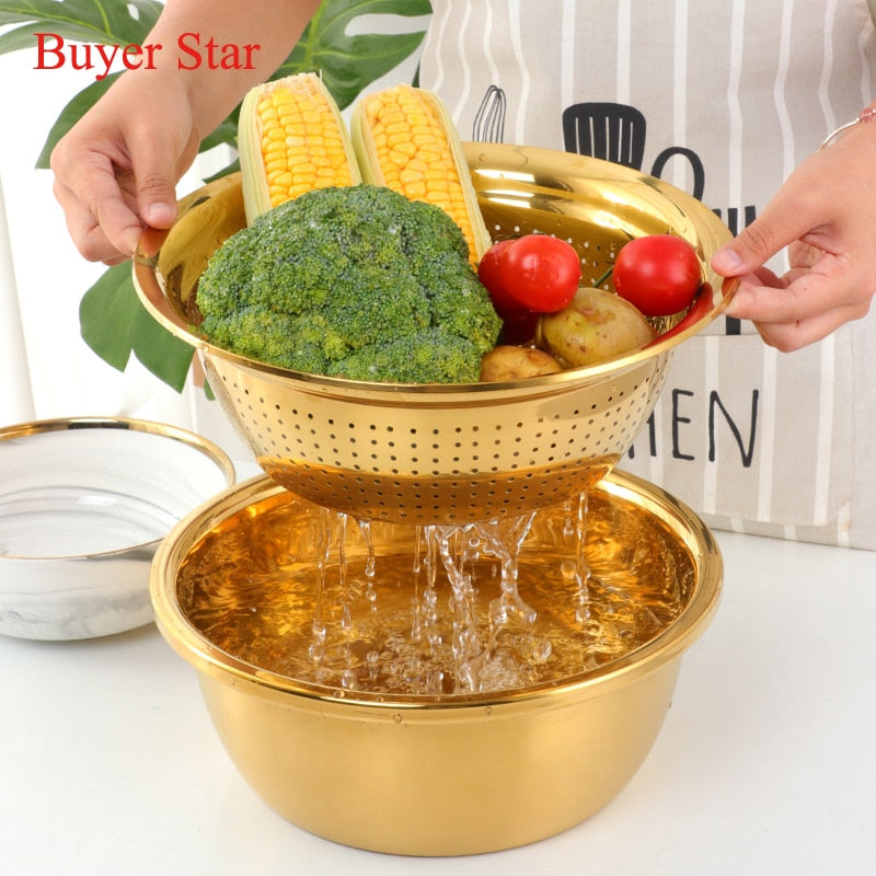 5 in 1 Kitchen Tool Stainless Steel Drain Pot Food Chopper Vegetable Cutter Peeler Hand