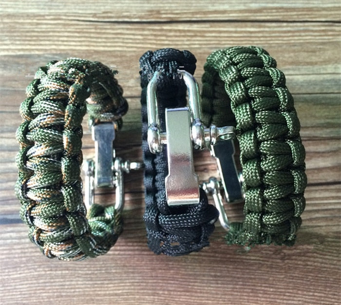 Camping Survival Bracelet Men Camping Outdoor Woven Parachute Shackle Pin Buckle Adjustment