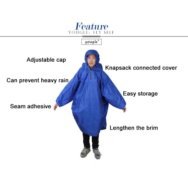 Backpack Cover One-piece Raincoat Poncho Rain Cape Outdoor Hiking Camping Jackets