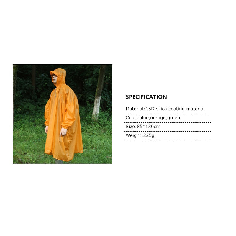 Lightweight 15D Silicone Raincoat Multi Functional Poncho Rain Waterproof Cover For Travel