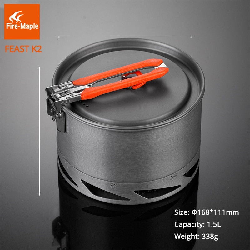 Fire Maple Feast Series K2 1.5L Outdoor Portable Foldable Handle Heat Exchanger Pot Camping Kettle