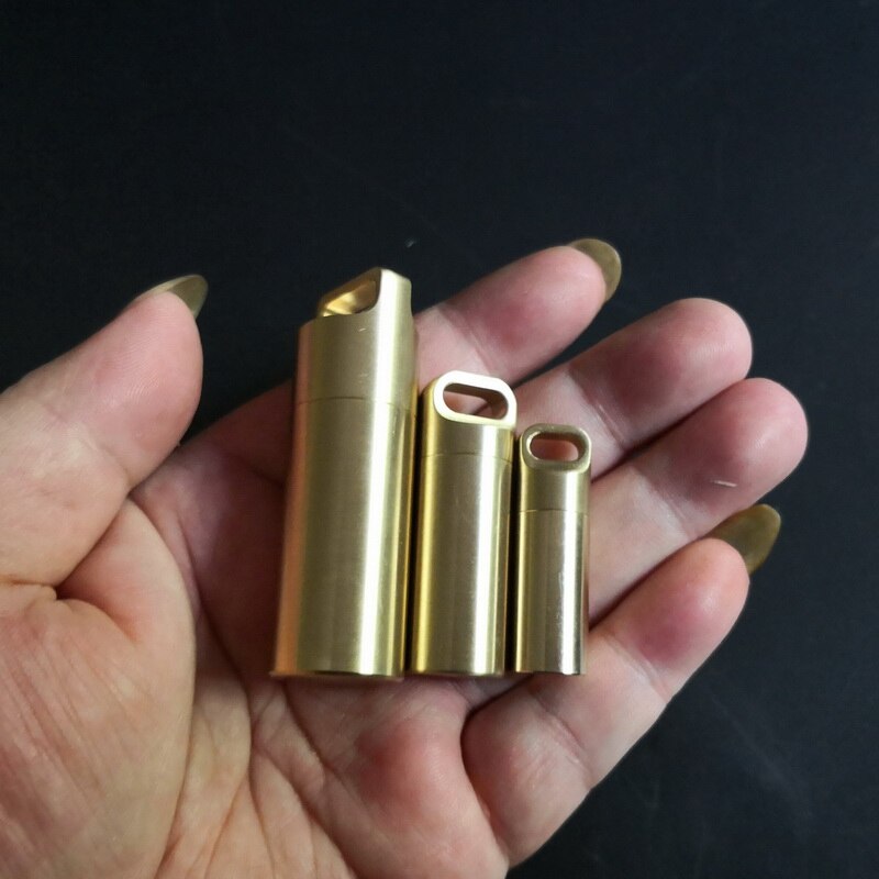 EDC Capsule Seal bottle  Pure Copper Waterproof Pot  Survival pills Brass Outdoor camping