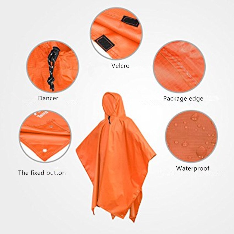 Portable Triple Raincoat Women Men Poncho Outdoor Hiking  Fishing Mountaineering Cycling