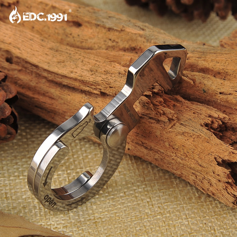 Stainless Steel Carabiner Bottle Opener Keychain EDC Gear Outdoor Hiking Hunting