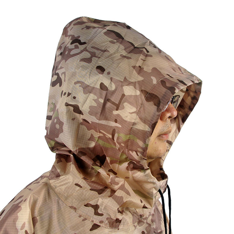 Outdoor Military Breathable Camouflage Poncho Jungle Tactical Raincoat Birdwatching Rain Gear