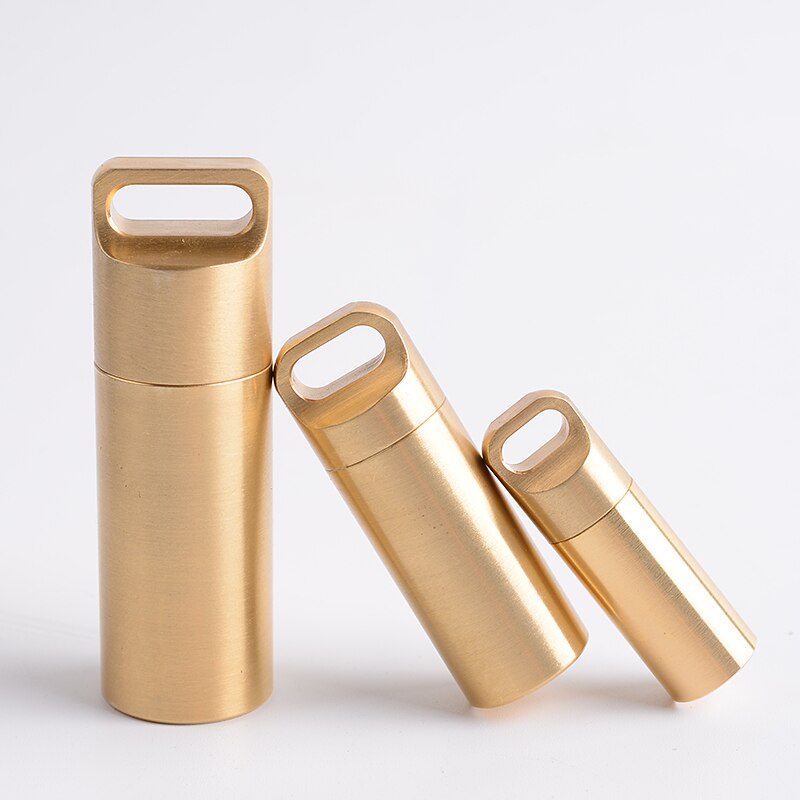 EDC Capsule Seal bottle  Pure Copper Waterproof Pot  Survival pills Brass Outdoor camping