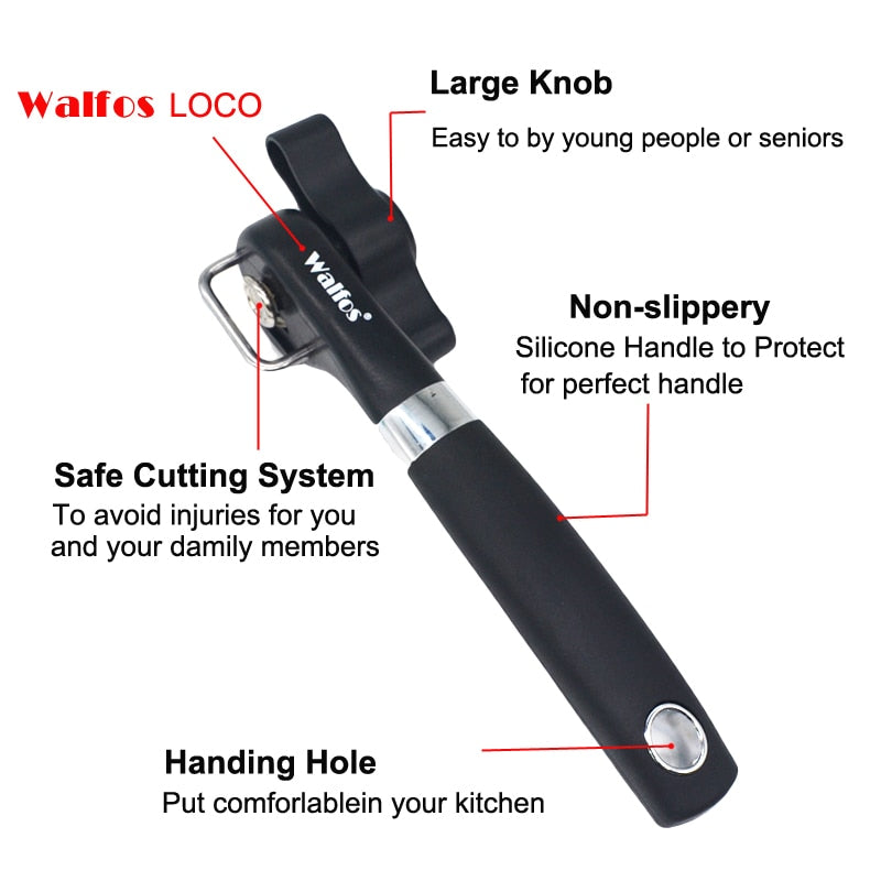 WALFOS Cans Opener Professional Ergonomic Manual Can Opener Side Cut Manual